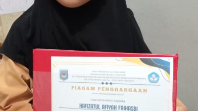 Siswa SDN 34 Mataram Hafidzatul Afiyah Faihasbi.